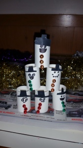 toilet paper roll crafts, snowmen